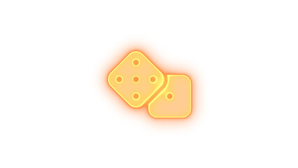 Dice icon brown color glowing neon on black background