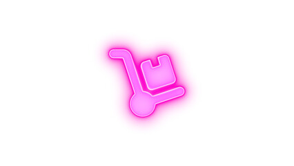 Dolly icon pink color glowing neon on transparent background