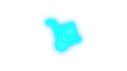 Dolly icon cyan color glowing neon on transparent background