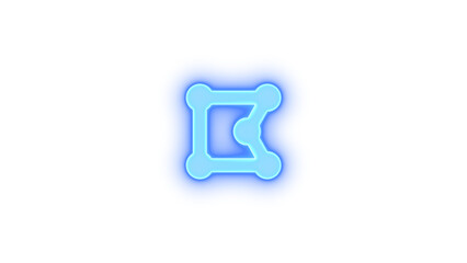 Draw polygon icon blue color glowing neon on transparent background
