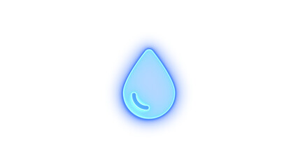 Droplet icon blue color glowing neon on black background