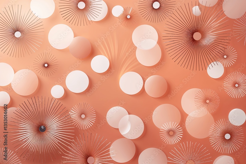 Poster soft peach backdrop with bright circular bokeh design