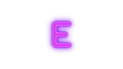 E icon purple color glowing neon on transparent background