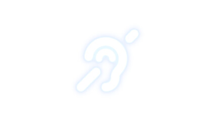 Ear deaf icon white color glowing neon on transparent background