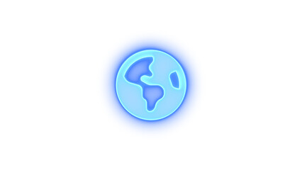 Earth americas icon blue color glowing neon on black background