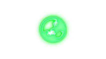 Earth asia icon green color glowing neon on transparent background