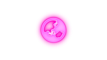 Earth asia icon pink color glowing neon on transparent background