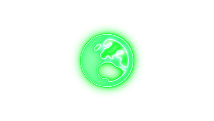 Earth europe icon green color glowing neon on transparent background
