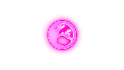 Obraz premium Earth europe icon pink color glowing neon on transparent background