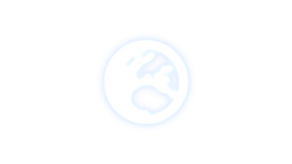 Earth europe icon white color glowing neon on transparent background