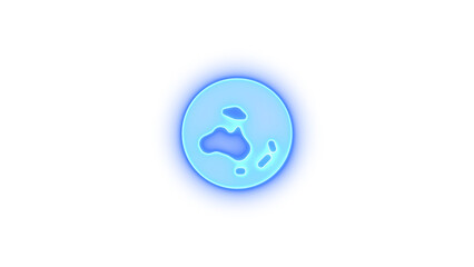Earth oceania icon blue color glowing neon on transparent background