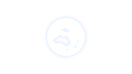 Earth oceania icon white color glowing neon on transparent background