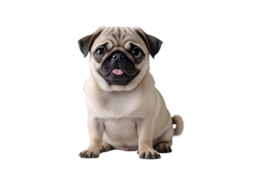 Pug puppy sitting isolated on transparent background