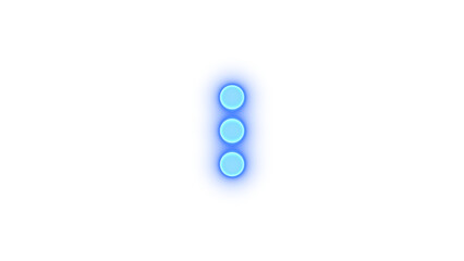 Ellipsis vertical icon blue color glowing neon on transparent background