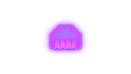 Ethernet icon purple color glowing neon on transparent background