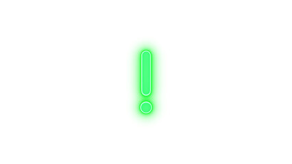 Obraz premium Exclamation icon green color glowing neon on black background