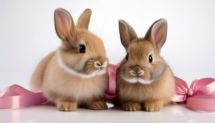 Obraz premium two cute bunnies and white background