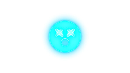 Face dizzy icon cyan color glowing neon on transparent background