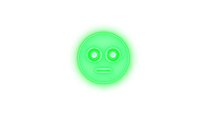 Face flushed icon green color glowing neon on transparent background