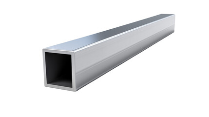 Fototapeta premium A close up shot of a hollow square metal bar isolated on a black background in studio lightingisolated on transparent background 