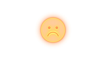 Face frown icon brown color glowing neon on transparent background
