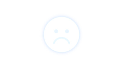 Fototapeta premium Face frown icon white color glowing neon on transparent background