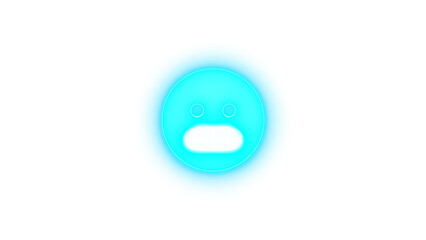 Face grimace icon cyan color glowing neon on transparent background