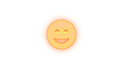 Face grin beam icon brown color glowing neon on transparent background