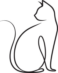 Cat continuous Straight line art drawing