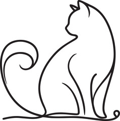 Cat continuous Straight line art drawing