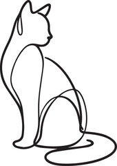 Cat continuous Straight line art drawing
