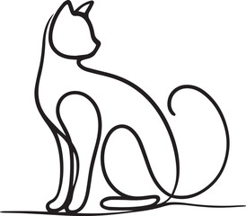 Cat continuous Straight line art drawing