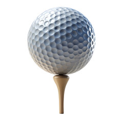 A pristine white golf ball rests on a wooden tee against a gray background a perfect image for golf related projects or designs isolated on white or transparent background