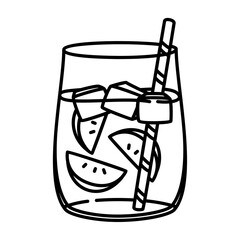 mojito outline illustration. beverage black line illustration.
