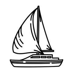 sailboat outline illustration. sailboat black line illustration.

