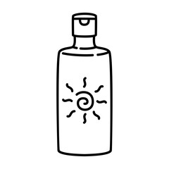 sunscreen outline illustration. sunscreen black line illustration.
