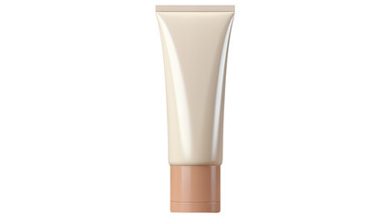 Isolated close up of a cream colored tube with a brown cap on a black background studio shotisolated on transparent background	