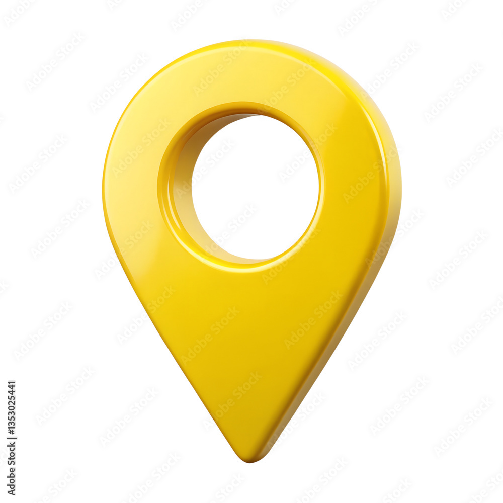 Poster bright yellow 3d location marker icon design element for maps navigation applications and websites i