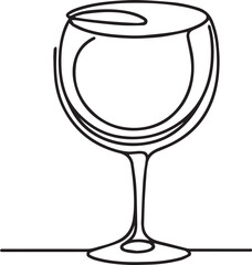 Drink glass continuous line art drawing black vector