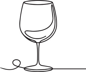 Drink glass continuous line art drawing black vector