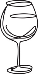 Drink glass continuous line art drawing black vector