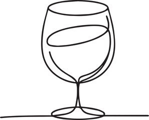 Drink glass continuous line art drawing black vector