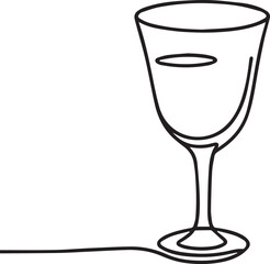 Drink glass continuous line art drawing black vector