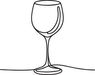 Drink glass continuous line art drawing black vector