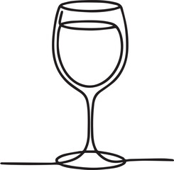 Drink glass continuous line art drawing black vector