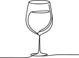 Drink glass continuous line art drawing black vector