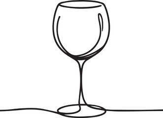 Drink glass continuous line art drawing black vector