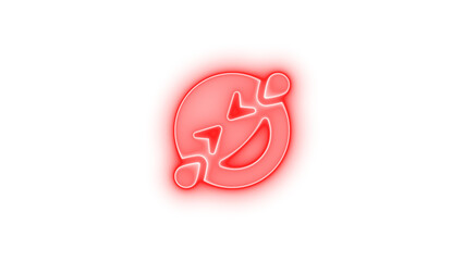 Face grin squint tears icon red color glowing neon on transparent background