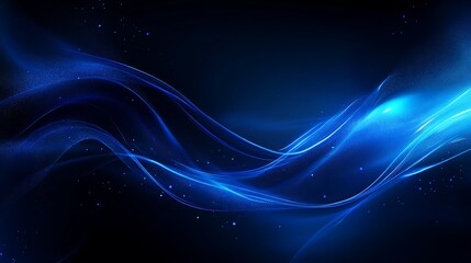 Obraz premium Abstract Blue Glowing Waves Background Image with Sparkling Particles