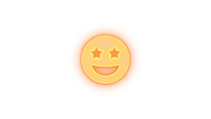 Face grin stars icon brown color glowing neon on transparent background